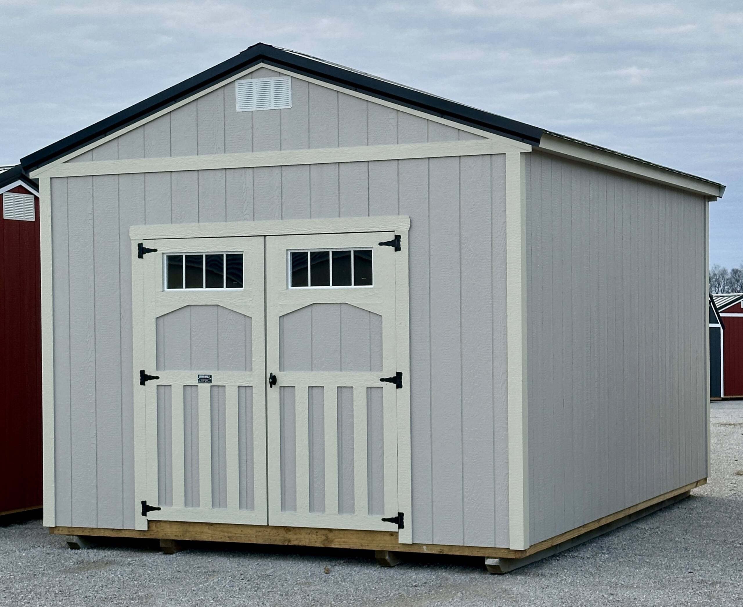 16'' OC 2X6 FLOOR JOISTS
7'8'' SIDEWALL HEIGHT
6' DOUBLE SHED DOORS W/ TRANSOM WINDOWS
4' LOFT AREA