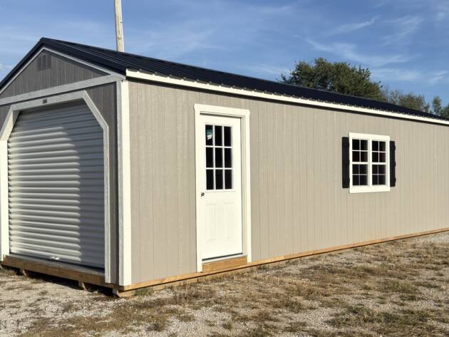 HEAVY DUTY FLOOR, 12'' OC 2X6 FLOOR JOISTS

7'8'' SIDEWALL HEIGHT

36'' STEEL EXTERIOR DOOR W/ 9-LITE WINDOW

9X7 ROLLUP DOOR

2-2X3 SINGLE PANE WINDOWS W/ WOODEN SHUTTERS

4' LOFT AREA