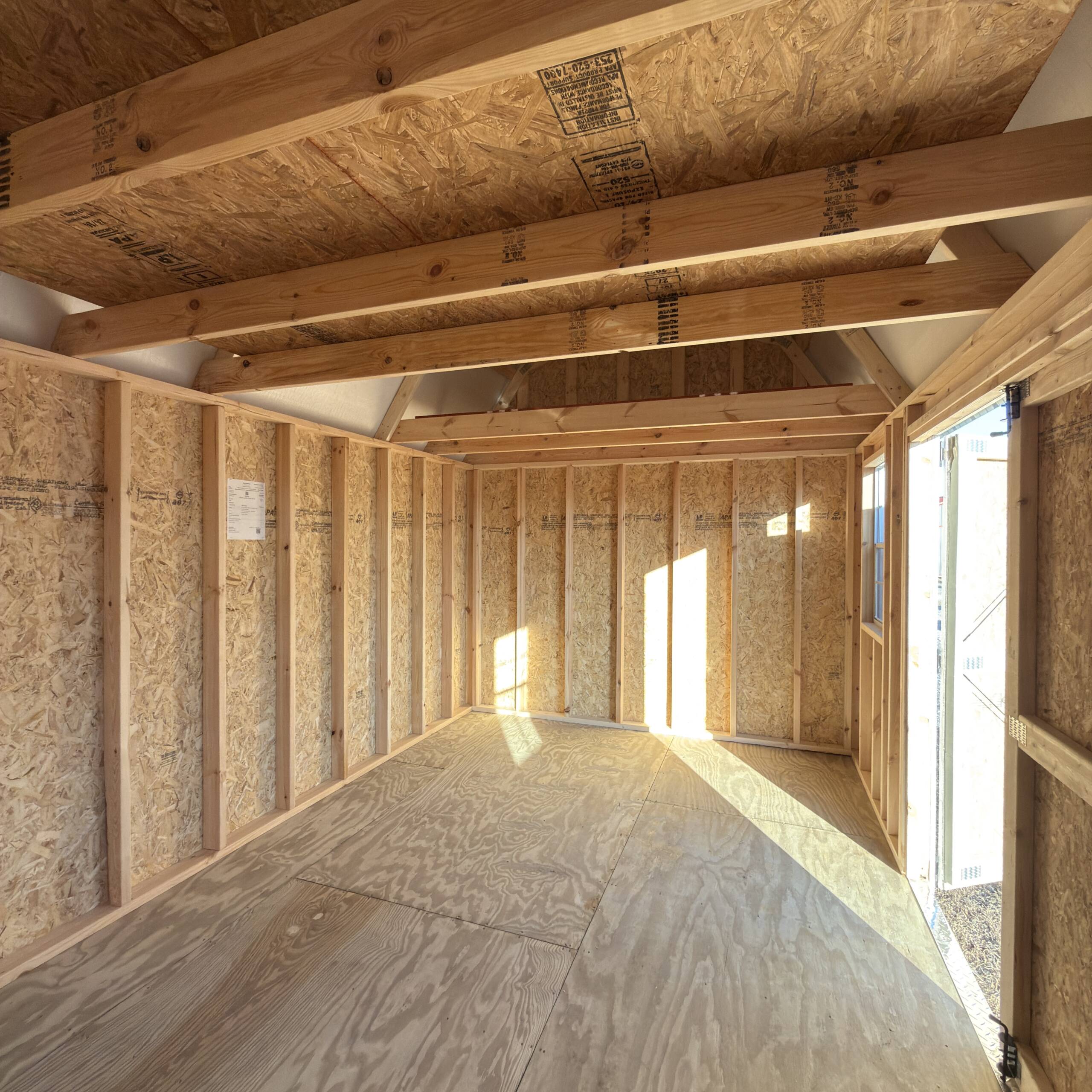 16'' OC FLOOR JOISTS 6'7 SIDEWALL HEIGHT 6' DOUBLE SHED DOORS 2-2X3 ...